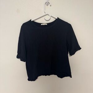 Elegant Black Short Sleeve Women's Top